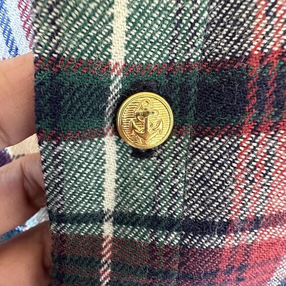 VTG JG Hook Womens Size 4 Midi Skirt Wool Tartan Plaid Brass Buttons Waist 24" - Picture 6 of 12